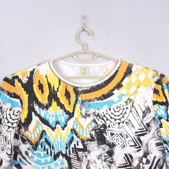 Jess & Jane Top Shirt Womens Size 1X Pullover Geometric Abstract 3/4 Sleeves - Picture 3 of 12
